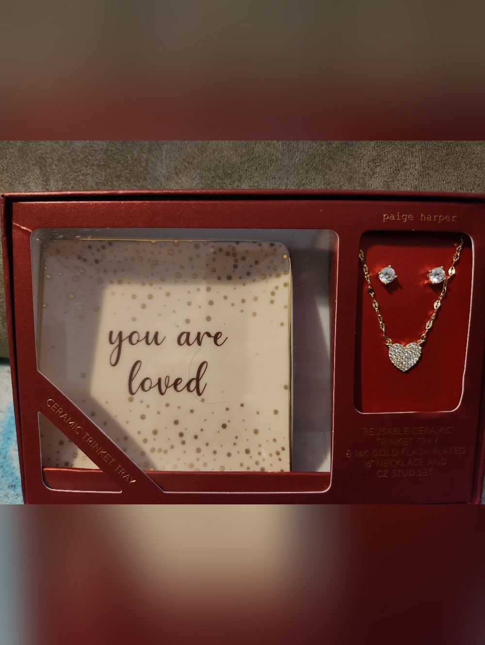 You Are Loved Decorative Trinket Tray - White with Gold Accents